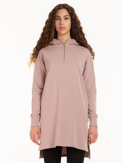 Longline hoodie with zipper