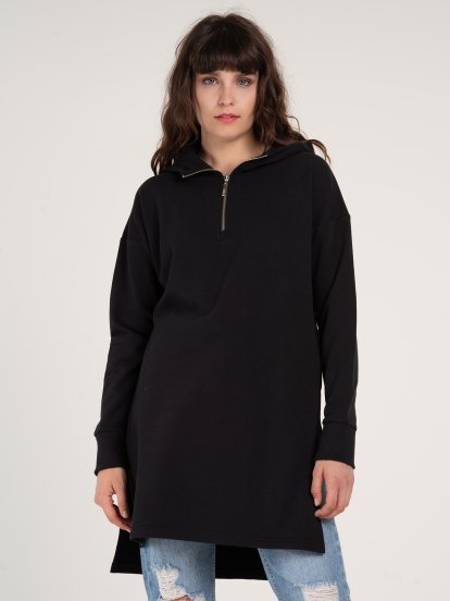 Longline hoodie with zipper