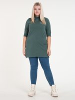 Longline roll neck t-shirt with side slits