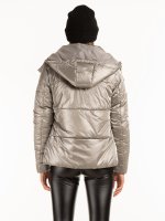 Pikowana metaliczna watowana kurtka zimowa dla kobiet