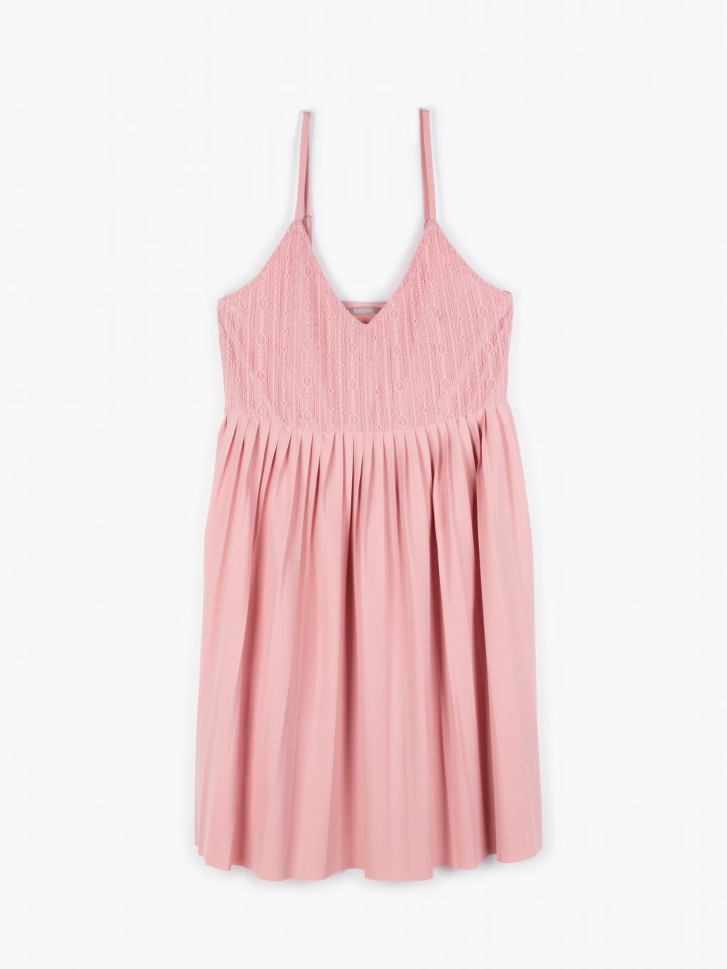 Strappy dress with pleated skirt