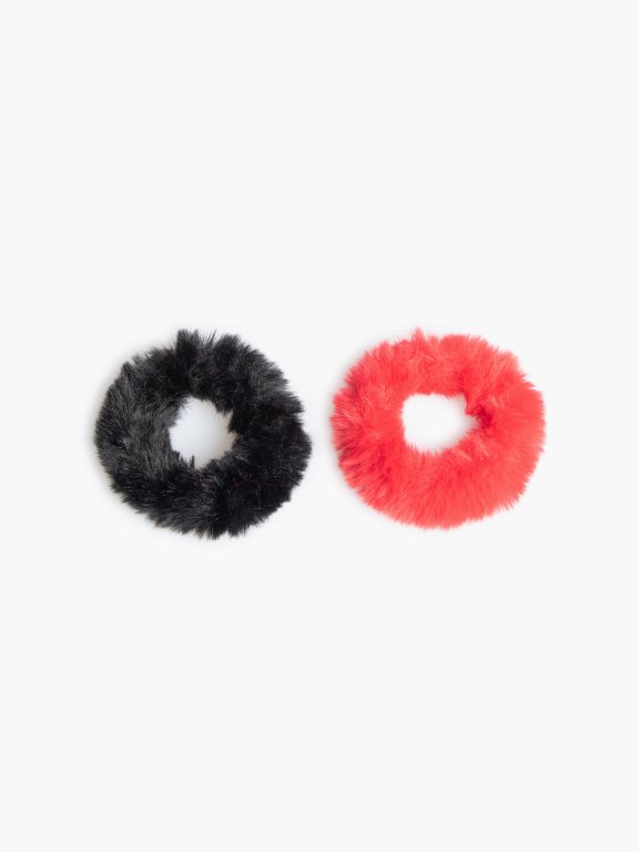 2-pack faux fur rubber band