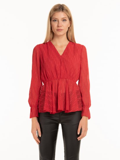 Structured chifon peplum blouse