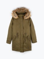 Padded cotton parka with faux fur