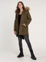 Padded cotton parka with faux fur