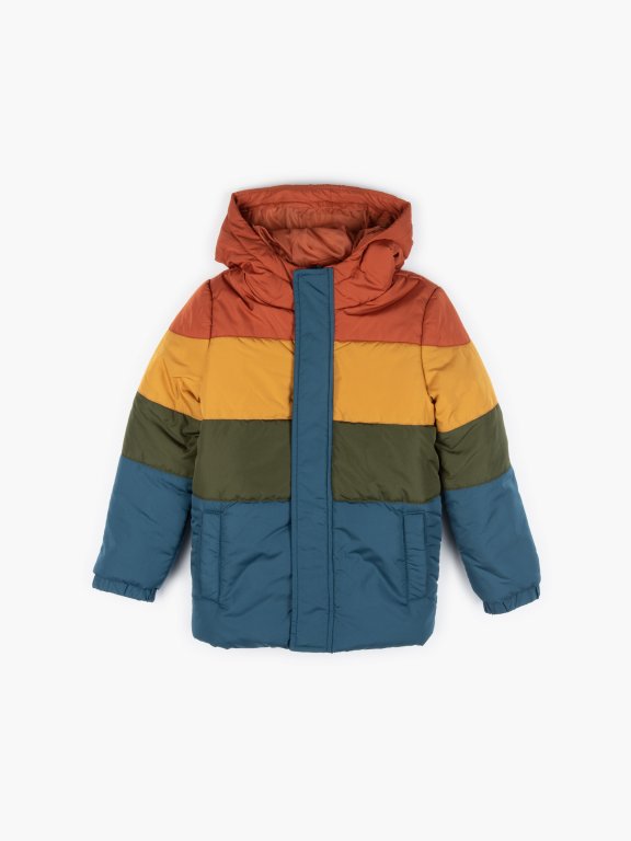 Zimná bunda s farebnými blokmi chlapčenská