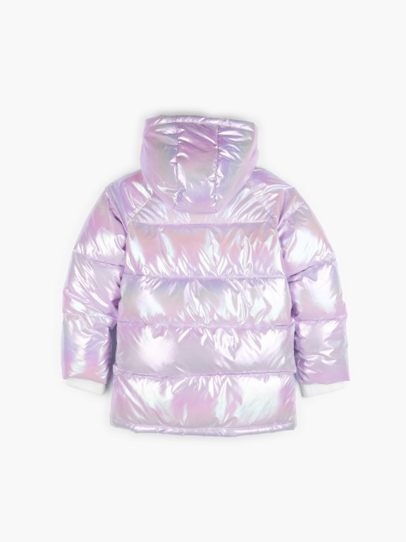 Holographic padded hooded jacket