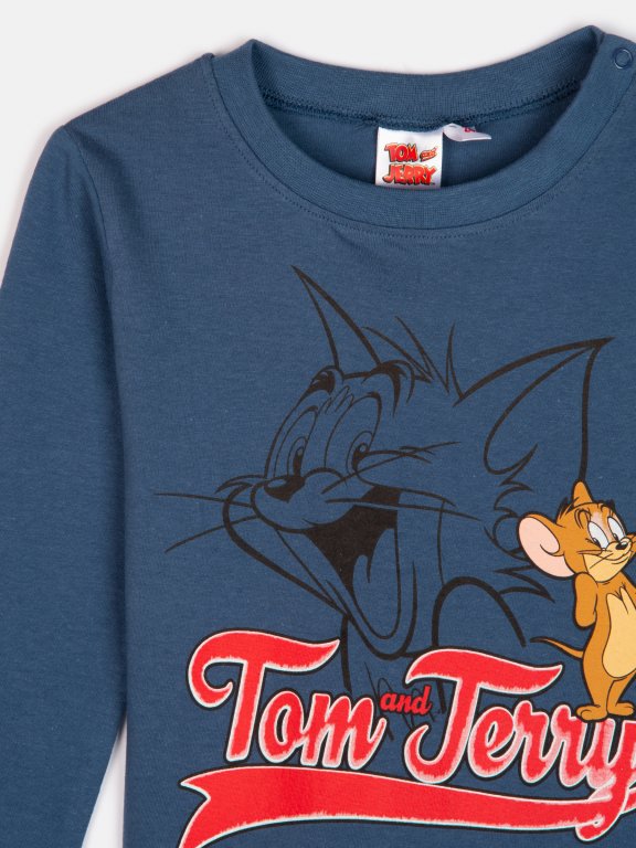 Bavlnené tričko s dlhým rukávom Tom & Jerry