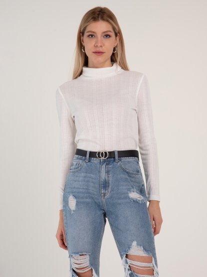 Perforated rollneck top