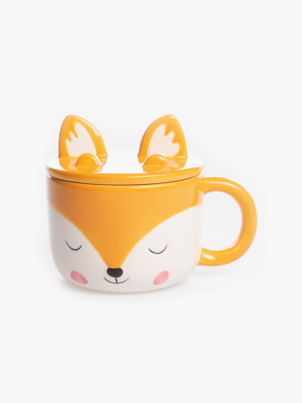 Ceramic mug fox with lid