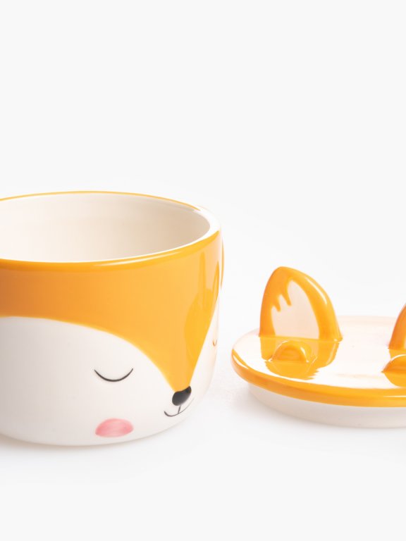 Ceramic mug fox with lid