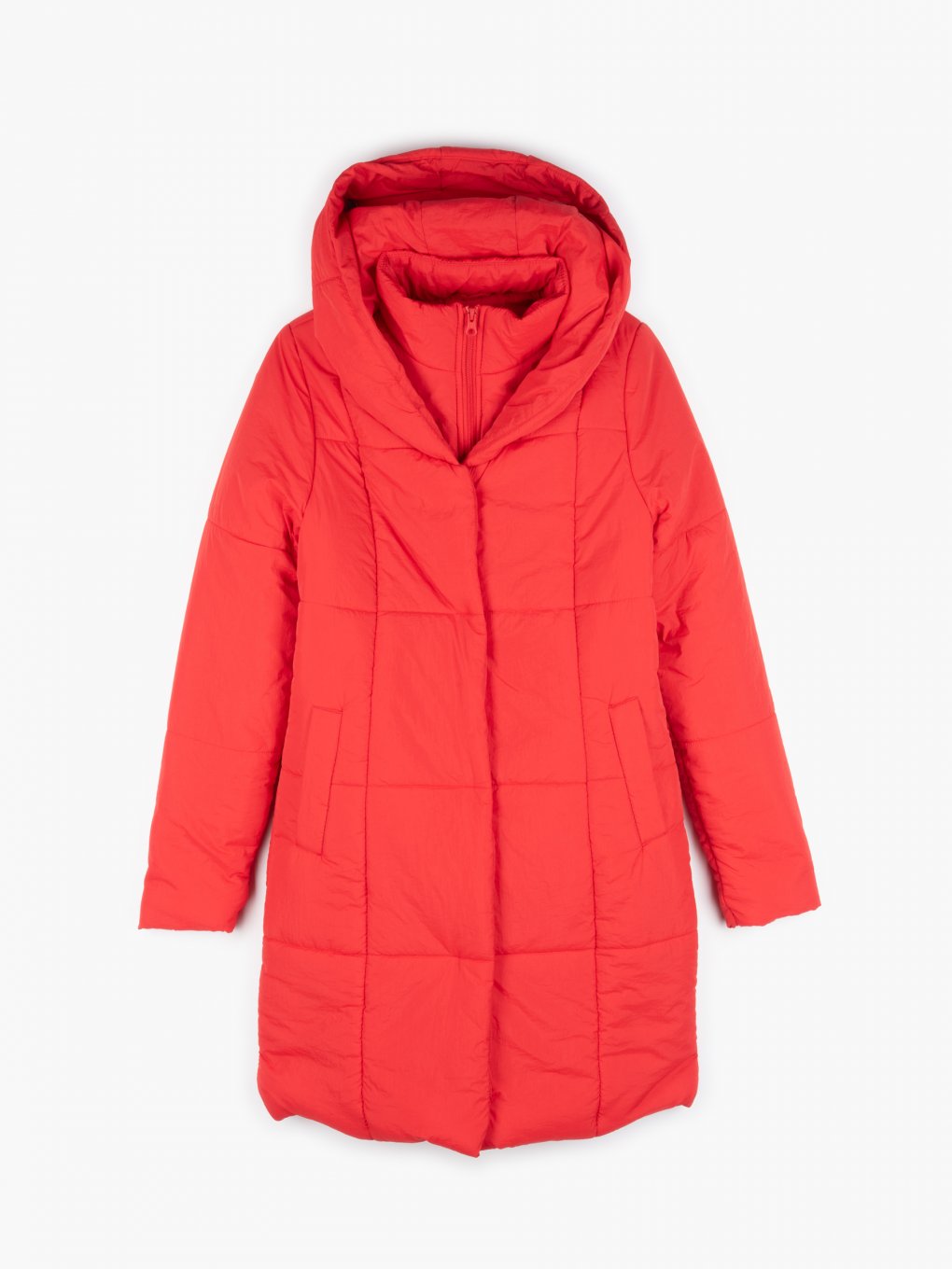 Pikowana watowana kurtka zimowa z kapturem dla kobiet