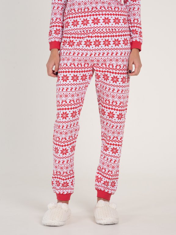 Pyžamové nohavice s vianočným vzorom dámske