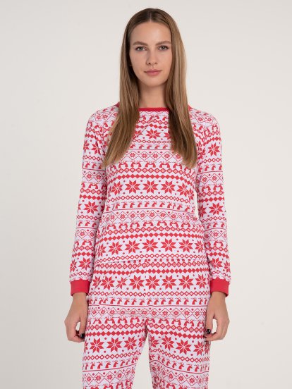 Pyžamové tričko s vianočnou potlačou dámske