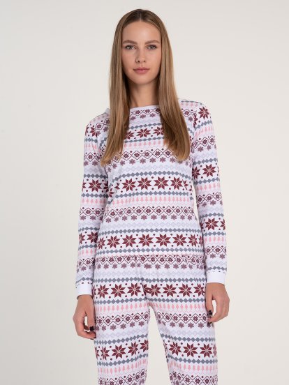 Pyžamové tričko s vianočným vzorom dámske
