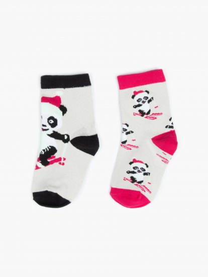 Vzorované dievčenské ponožky panda