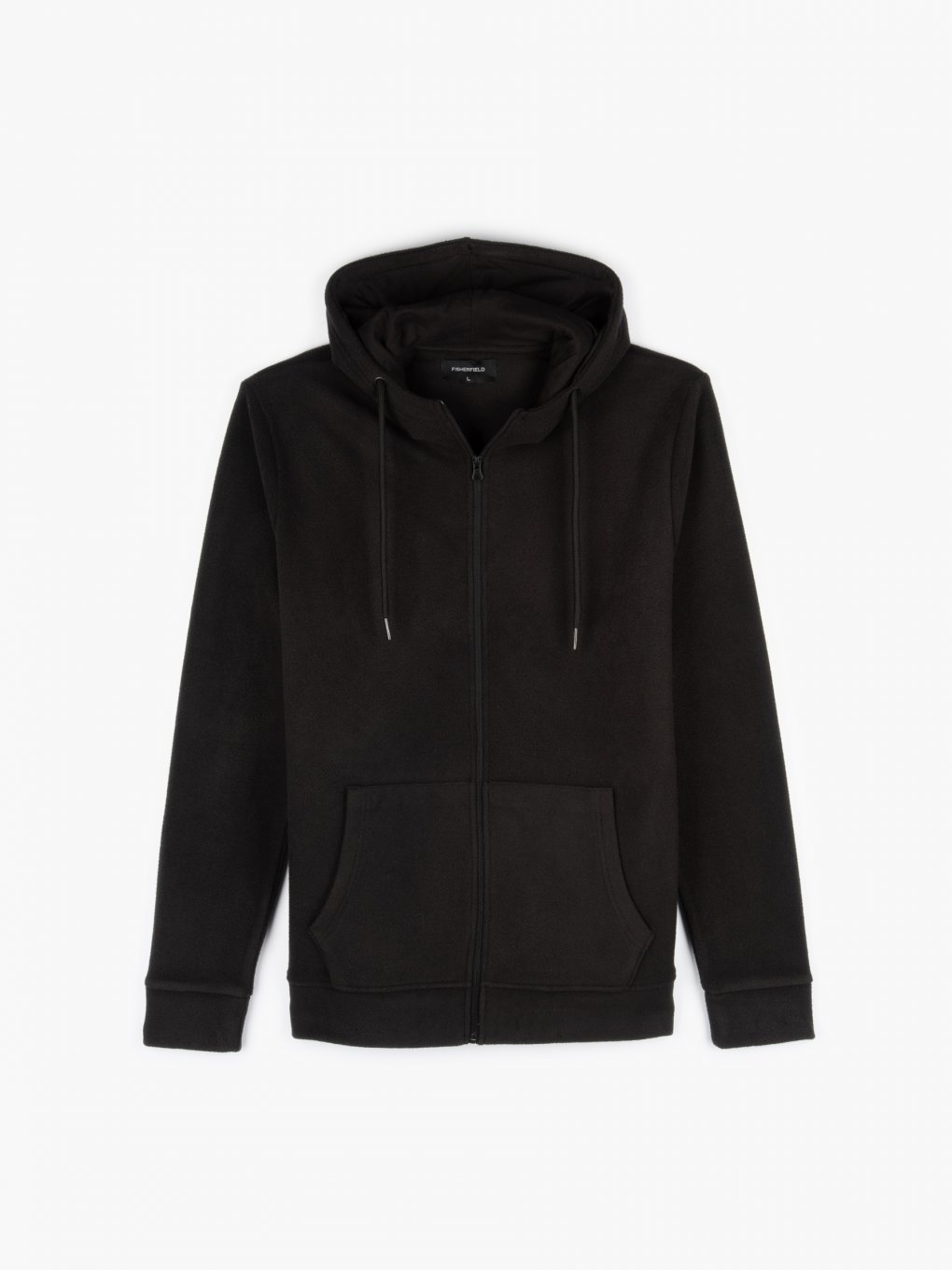 Black polar fleece basic zip-up hoodie