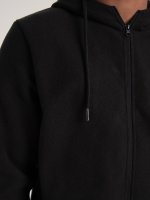 Black polar fleece basic zip-up hoodie