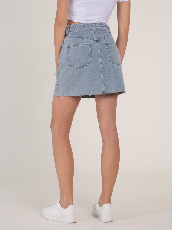 Jeansowa mini spódniczka z paskiem damska