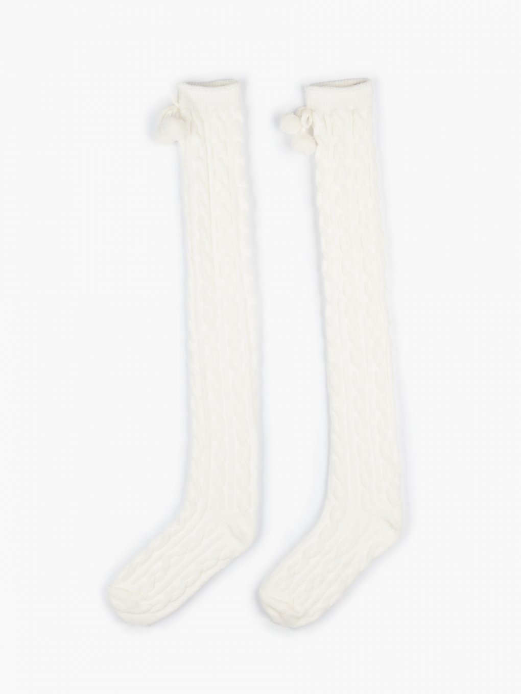 Kable knit over the knee socks