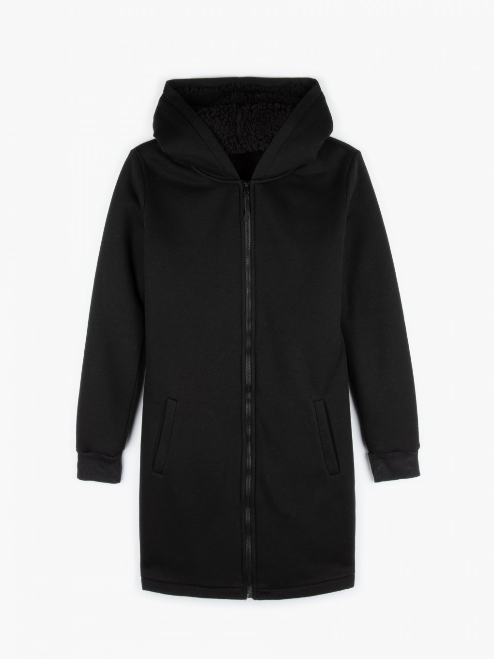 Longline zip-up hooded sweatshirt