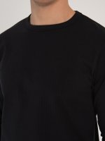 Rebrované bavlnené tričko slim fit s dlhým rukávom pánske