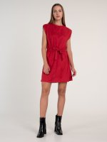 Faux suede dress with belt