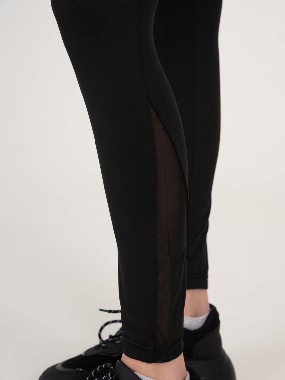 Sports leggings with mesh detail