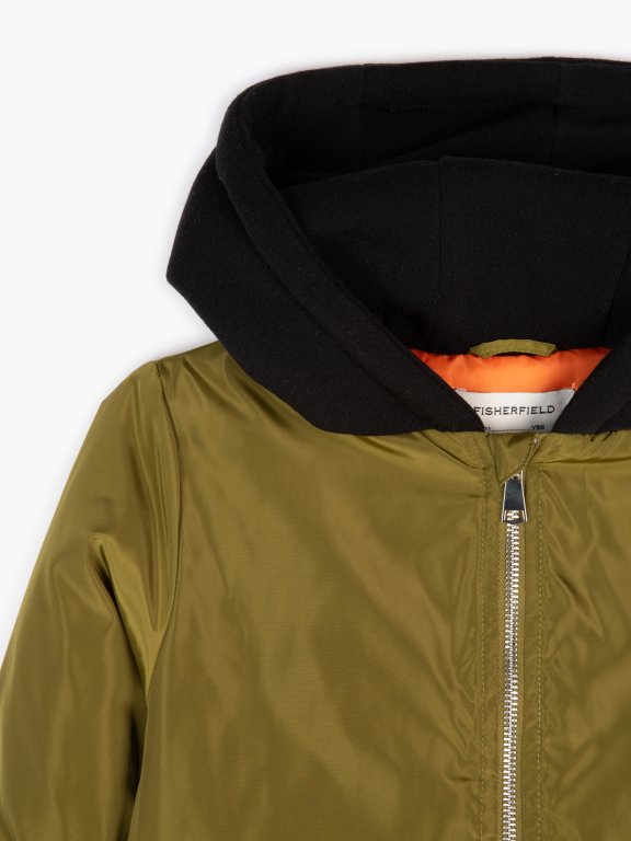 Bomber jacket with hood