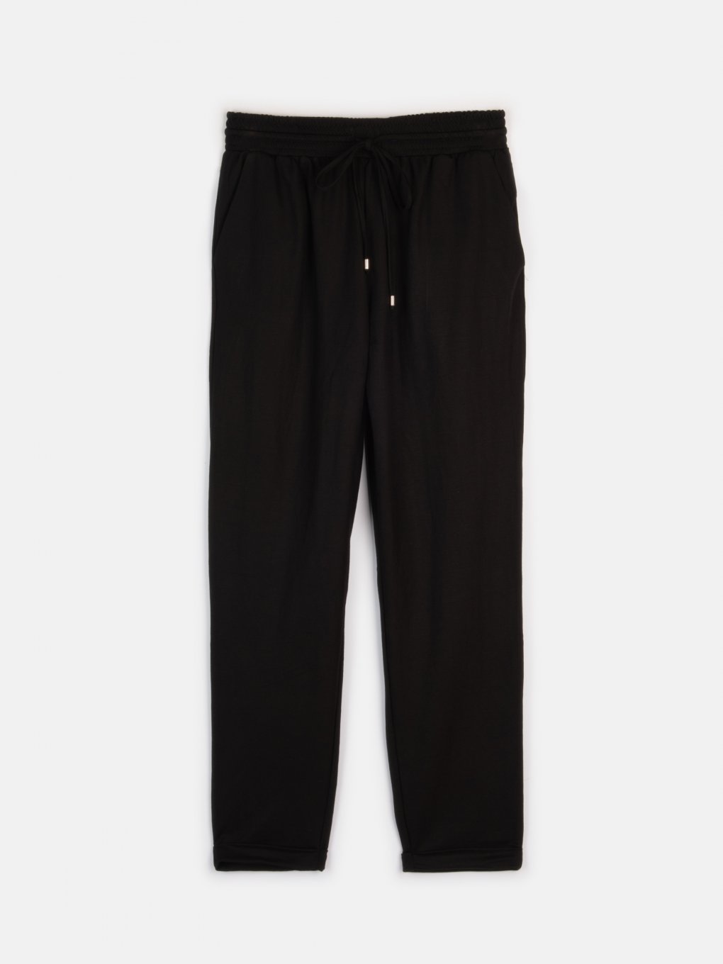 Černé kalhoty z viskové směsi s elastickým pasem dámské plus size