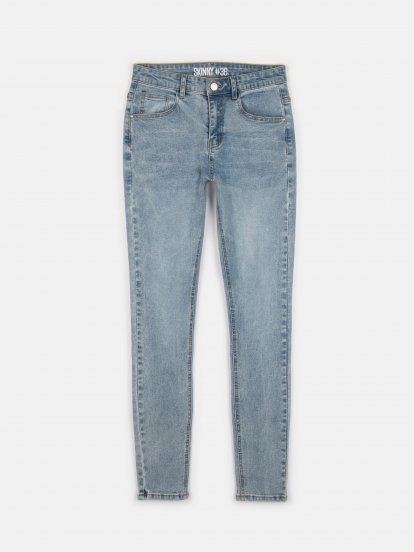 Modré džínsy skinny s vreckami dámske