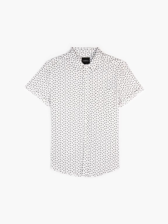 Printed cotton slim fit short sleeve shirt