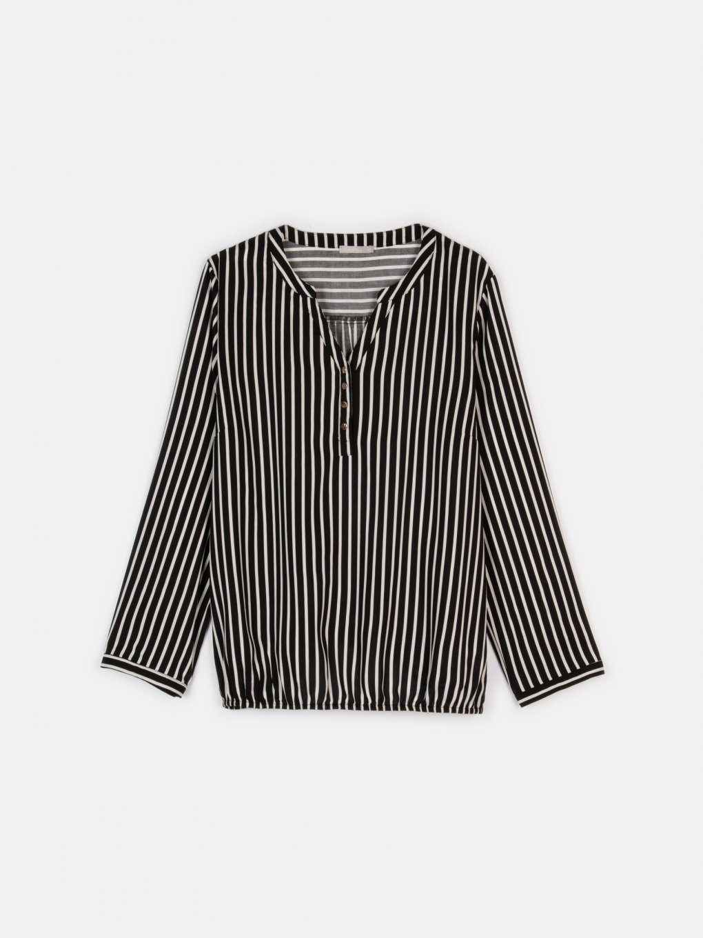 Plus size striped long sleeve blouse