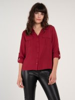Viscose long sleeves blouse with chest pockets
