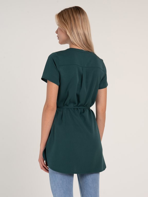 Basic viscose tunic blouse with zipper