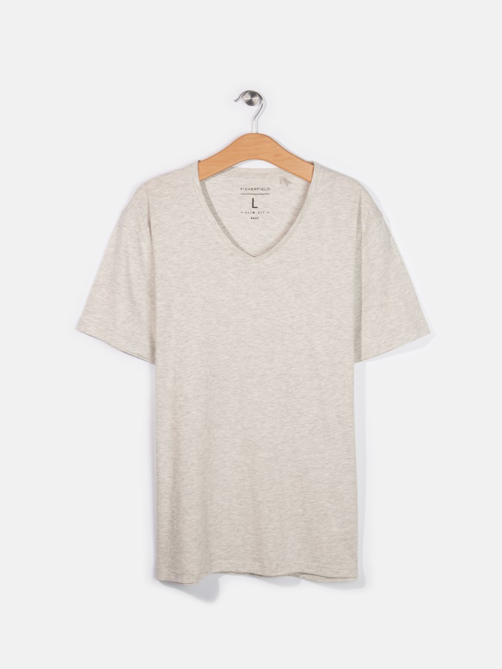 Základné bavlnené basic tričko slim s véčkovým výstrihom pánske