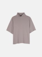 Plus size basic cotton high neck t-shirt
