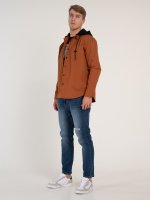 Cotton overshirt with removable hood