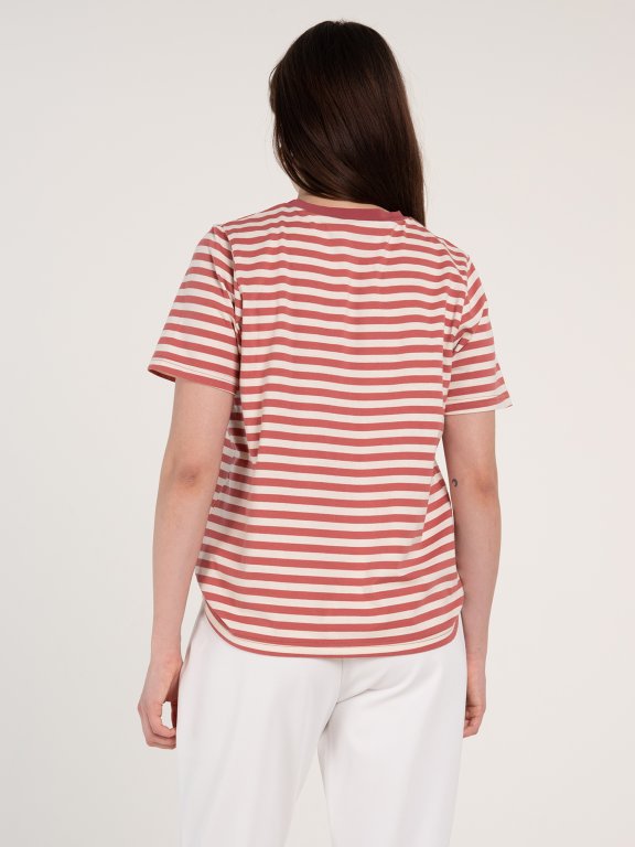Striped cotton short sleeve t-shirt