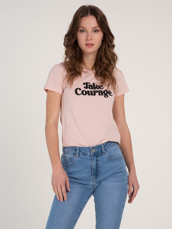 Cotton t-shirt with slogan print