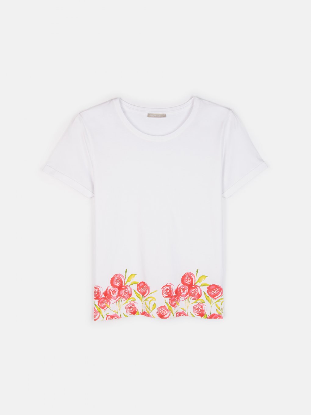 Bavlněné tričko s květinovým potiskem dámské