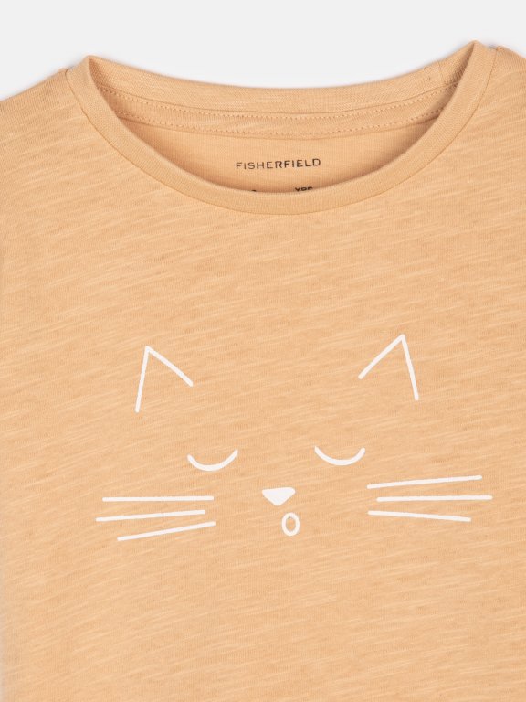 Bavlnené tričko s potlačou mačičky dievčenské