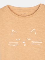 Bavlněné tričko s potiskem kočičky dívčí