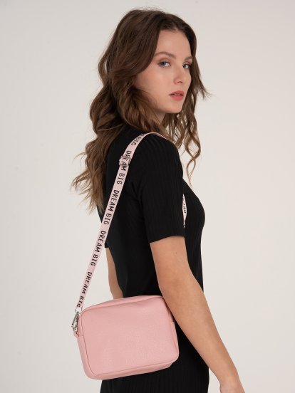 Crossbody bag with printed strap