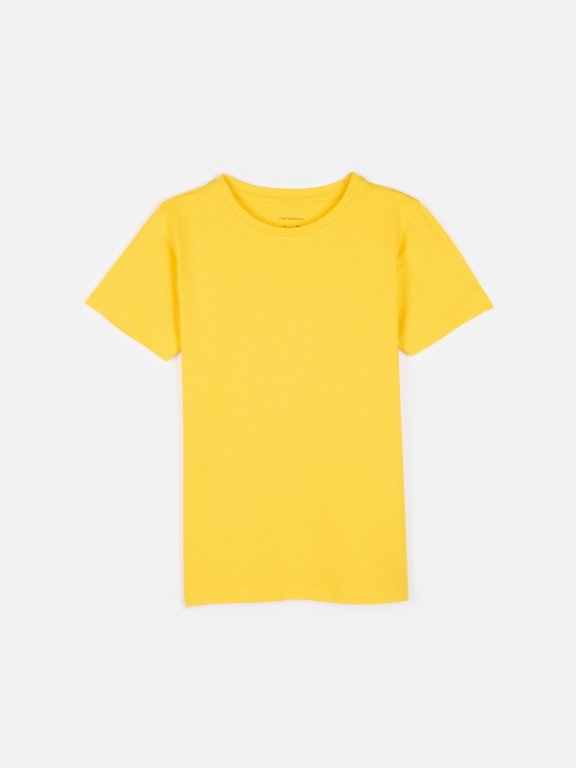Jednokolorowa bawełniana elastyczna koszulka chłopięca
