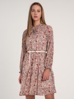Long sleeves chiffon floral dress