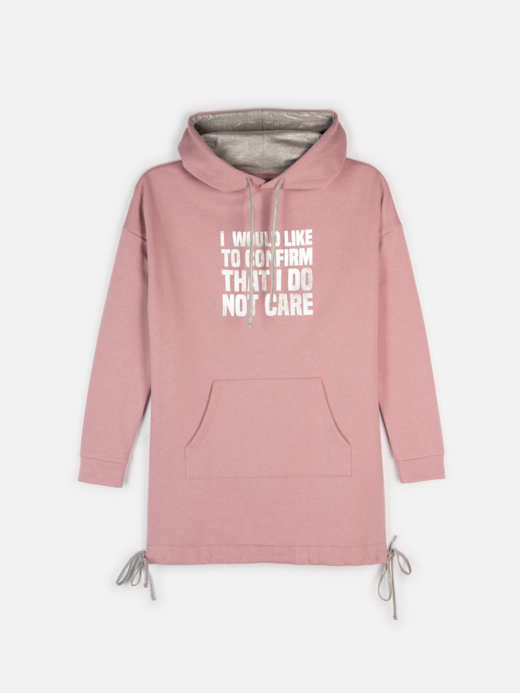Longline metallic slogan print hoodie