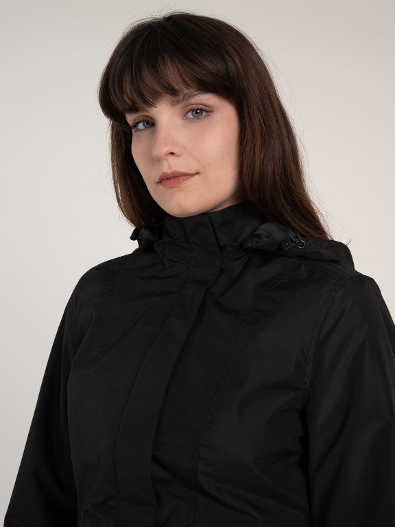 Prodloužená přechodná bunda s kapucí dámská