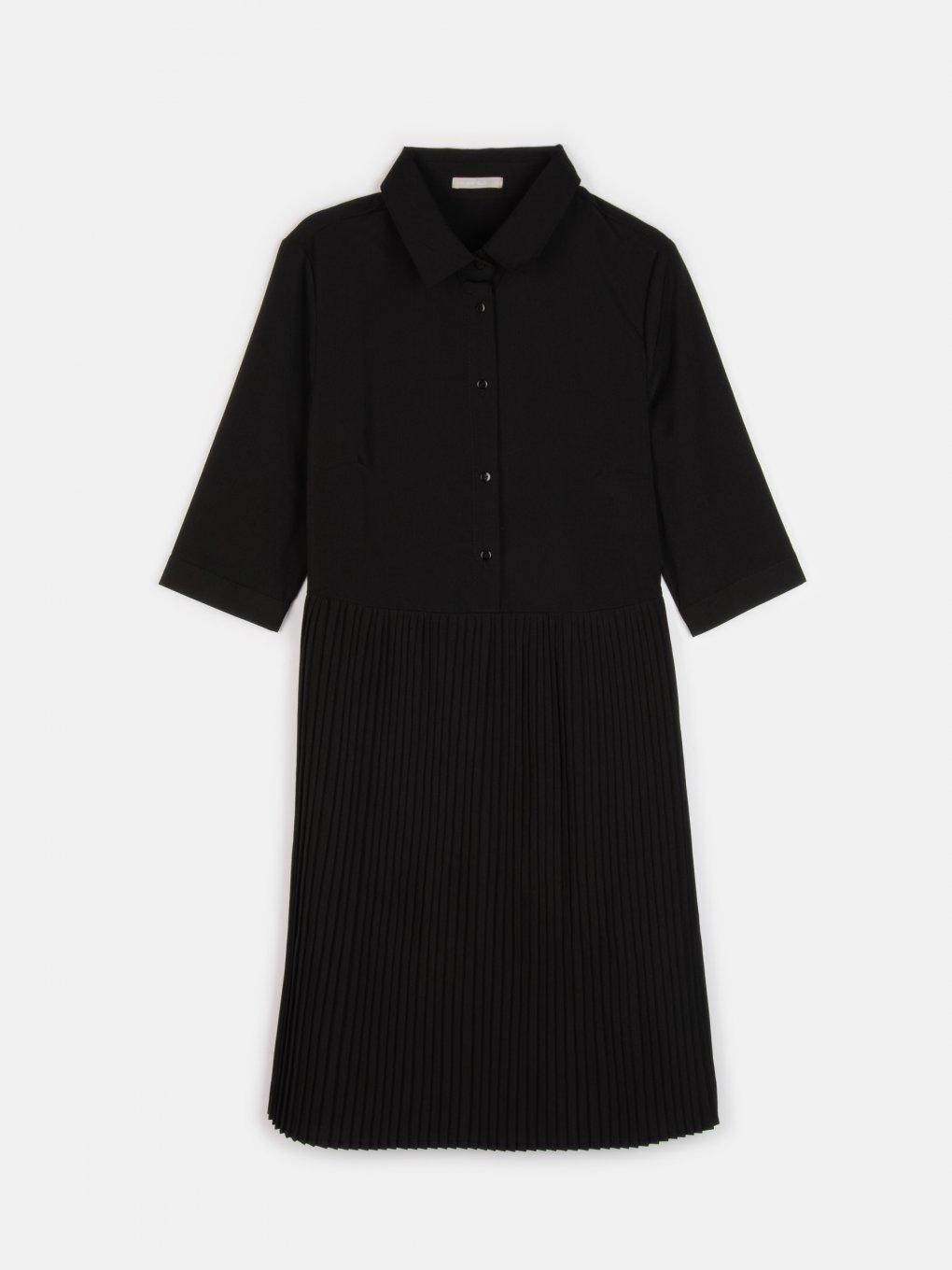 Shirt dress with pleated skirt