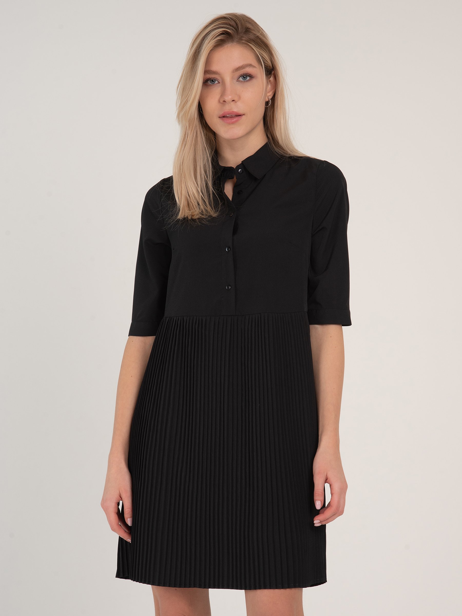 Shirt dress with pleated skirt | GATE